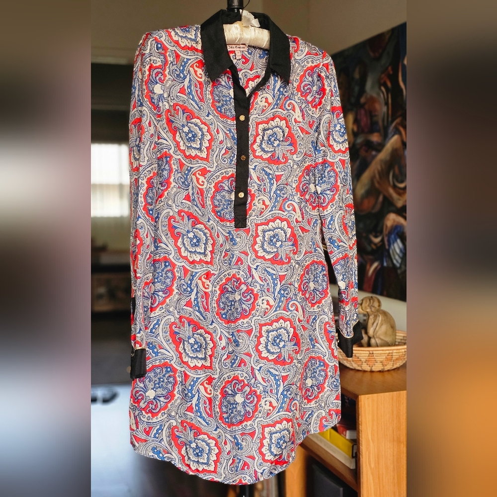 Juicy Couture Silk Paisley Shirt Dress - Picture 2 of 8